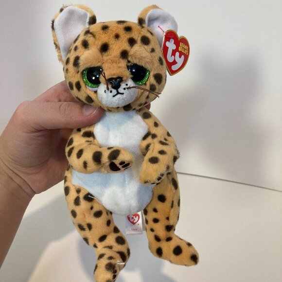 Ty Beanie Bellies Lloyd Leopard 6" Stuffed Plush Toy 2023 Green Eyes W Tag - Picture 2 of 10